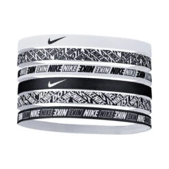 Nike Printed Headbands 6 Pack (White/Black)
