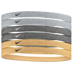 Nike Swoosh Sport Headbands 6 Pack (Metallic)