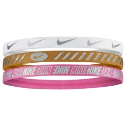 Nike Metallic Hairbands 3 Pack 3.0 (White/Desert Ochre/Cosmic Fuchsia)