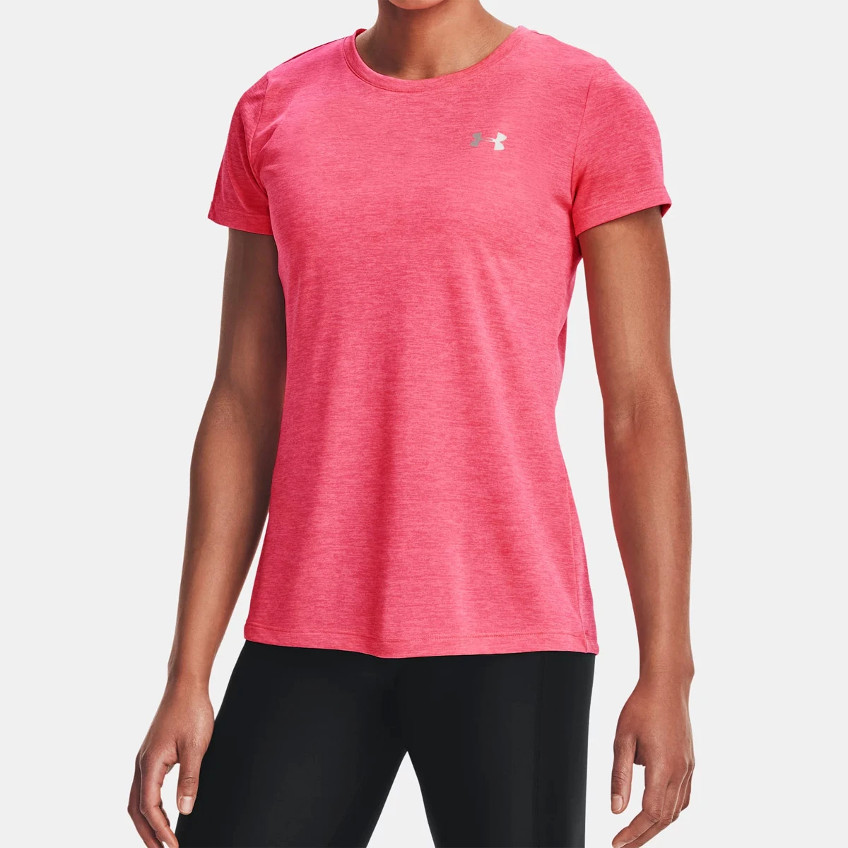 Under Armour Womens Tech Twist T-Shirt (Cerise-Pink Lemonade-Metallic Silver)