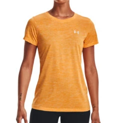 Under Armour Womens Tech Twist T-Shirt (Rise-White-Metallic Silver)