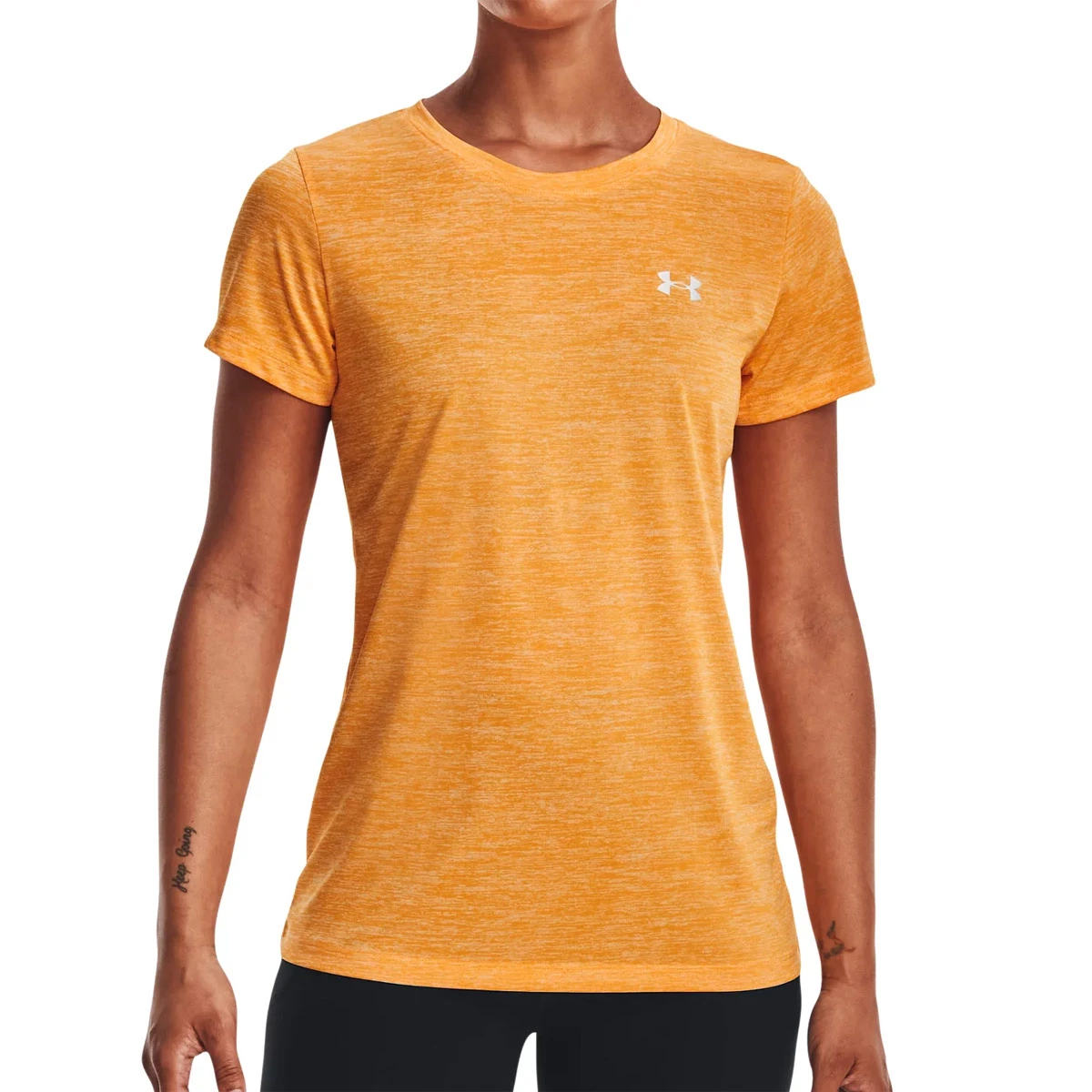 Under Armour Womens Tech Twist T-Shirt (Rise-White-Metallic Silver)