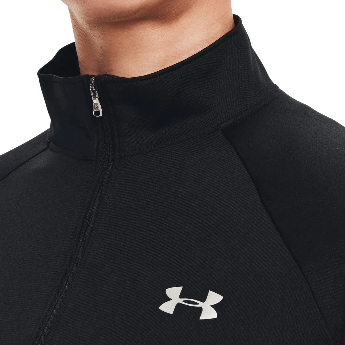 Under Armour Womens Tech 1/2 Zip (Black-Black-Metallic Silver) - Image 2
