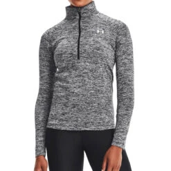 Under Armour Womens Tech 1/2 Zip - Twist (Black-Black-Metallic Silver)