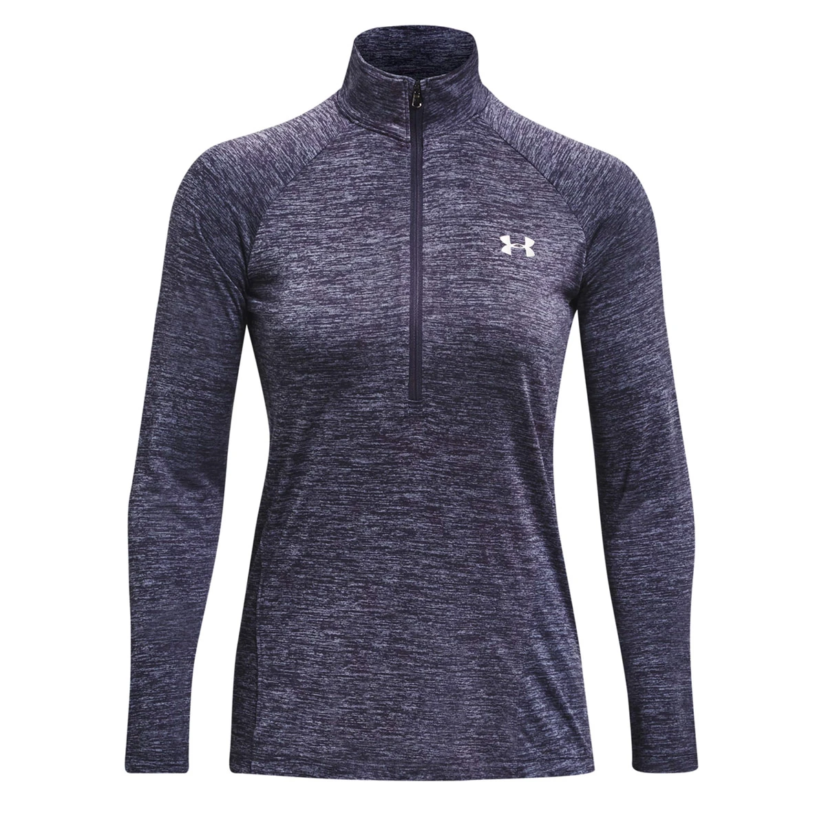Under Armour Womens Tech 1/2 Zip - Twist (Tempered Steel-Aurora Purple-Metallic Silver) - Image 2