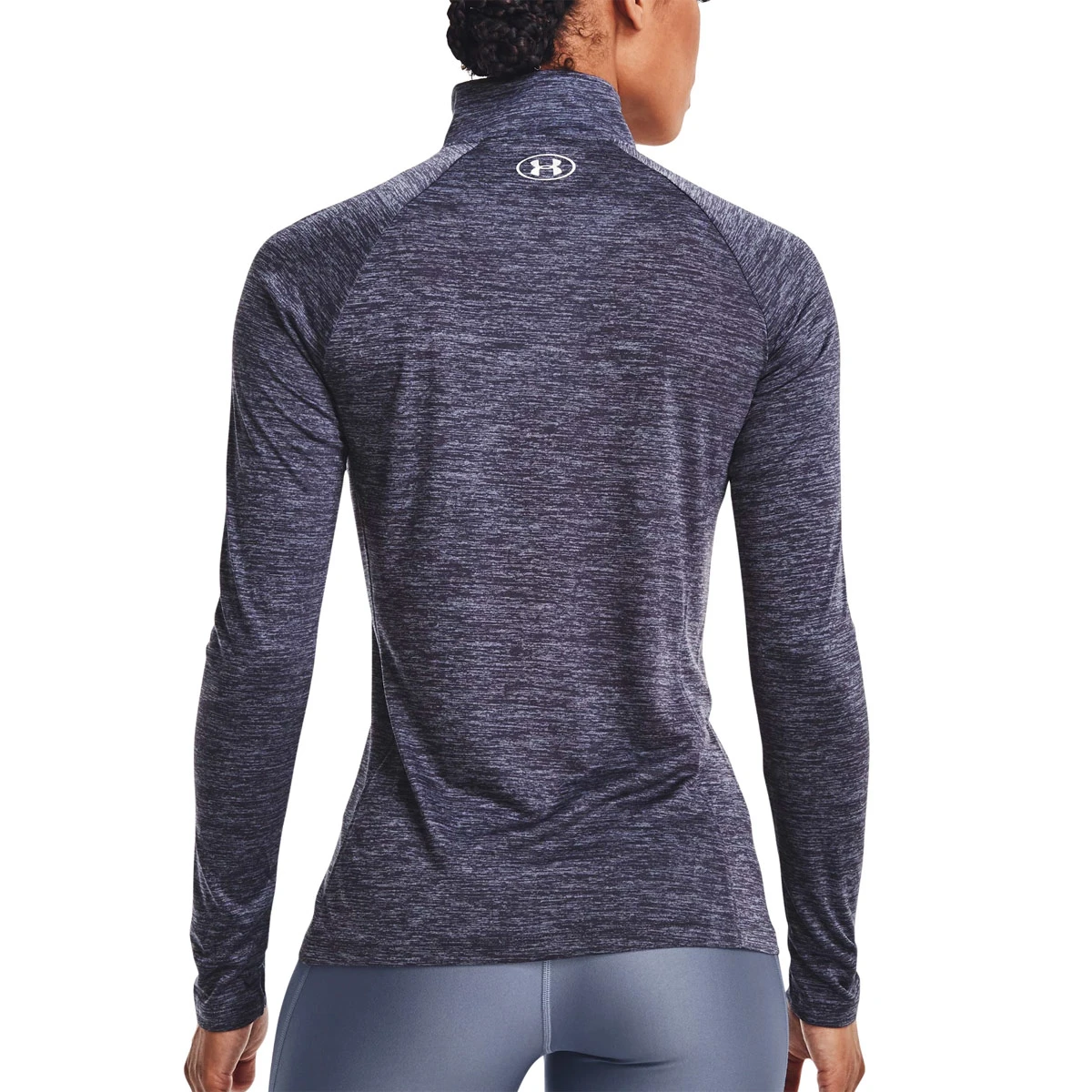 Under Armour Womens Tech 1/2 Zip - Twist (Tempered Steel-Aurora Purple-Metallic Silver) - Image 3