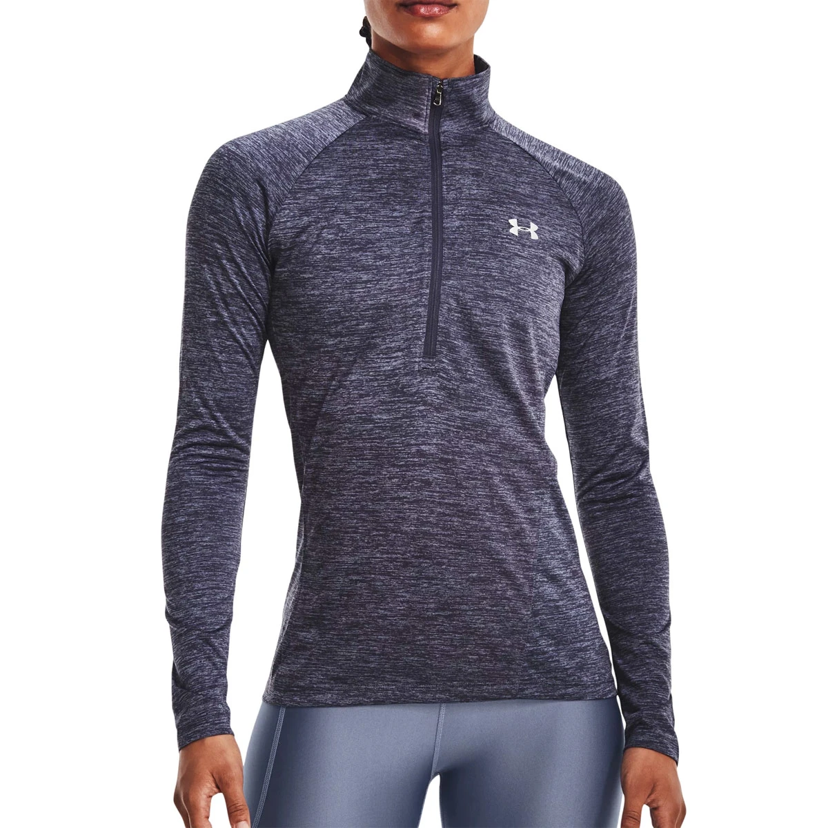 Under Armour Womens Tech 1/2 Zip - Twist (Tempered Steel-Aurora Purple-Metallic Silver)