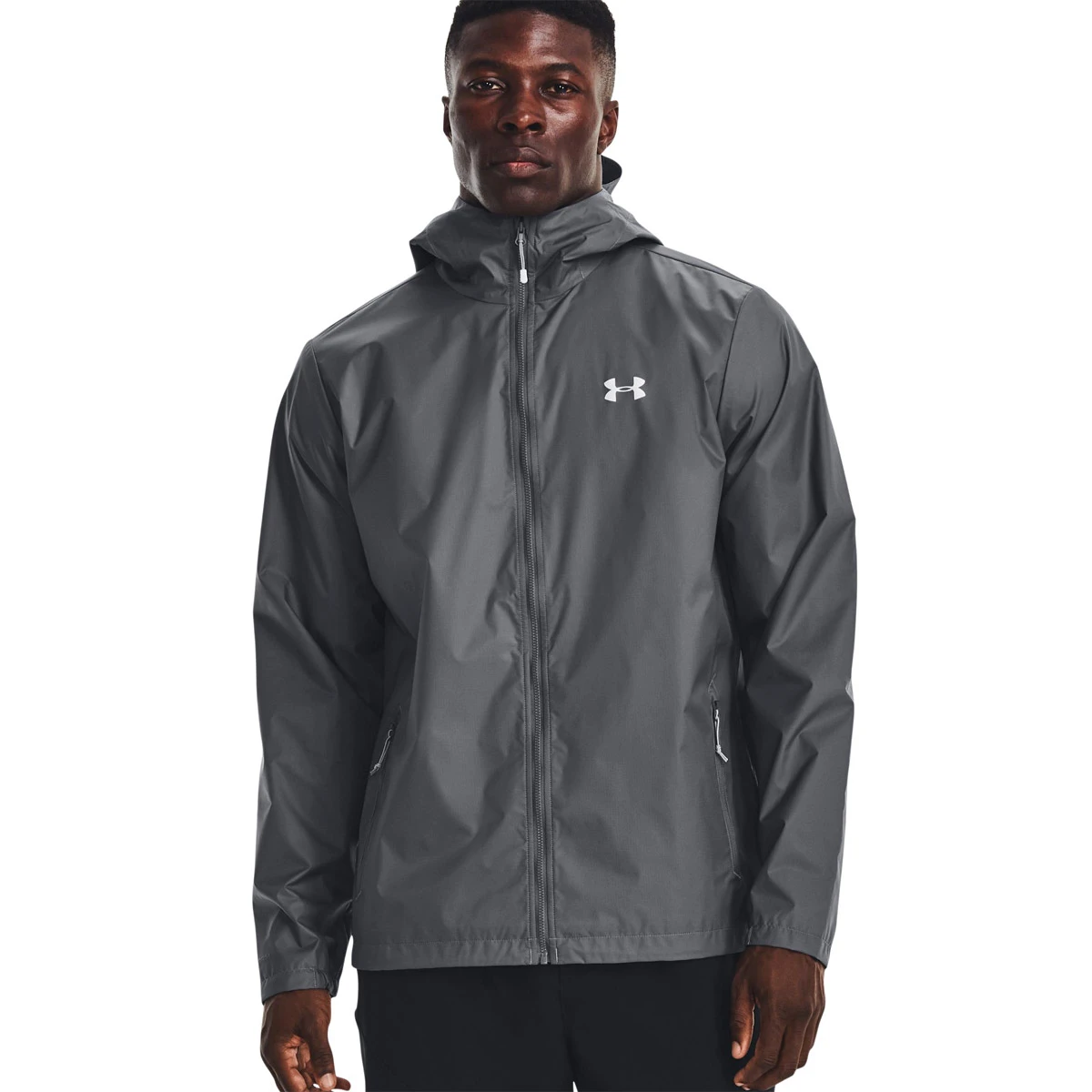Under Armour Forefront Mens Rain Jacket (Pitch Gray-Mod Gray)