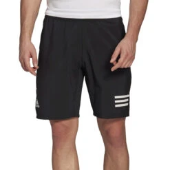 Adidas Club 3 Stripe Mens Shorts (Black-White)